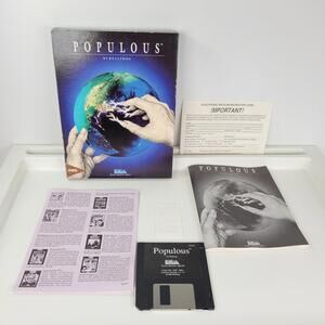 Populous Commodore Amiga Computer Game CIB Manual & Box Electronic Arts
